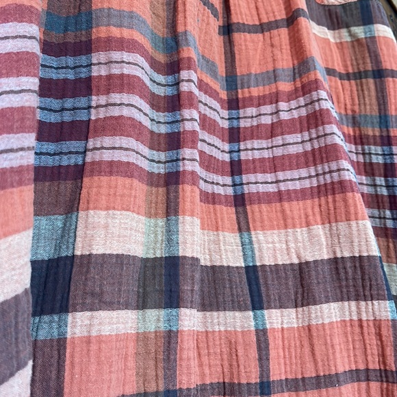 EUC Free People Orange Fall Cotton Plaid Button Down Shirt - Picture 7 of 9